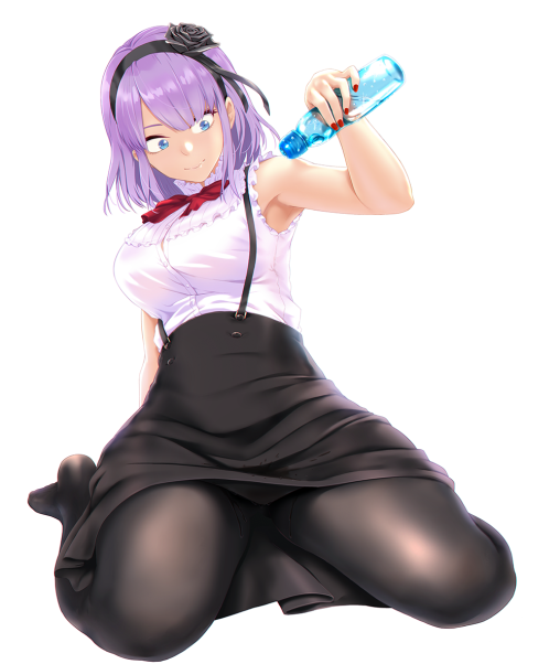 dagashi kashi shidare hotaru black pantyhose nylon legs tights  anime girl purple hair skirt thick thighs