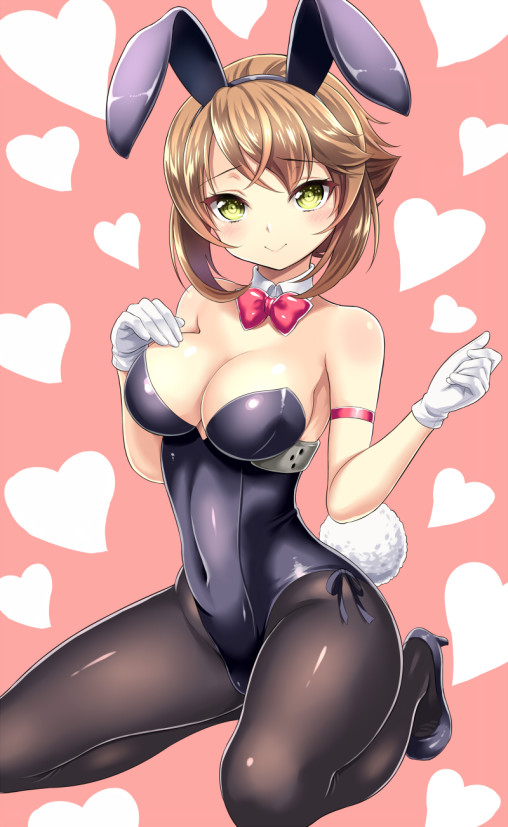kantai collection mutsu black pantyhose nylon legs tights anime girl high heels bunny ears costume boobs