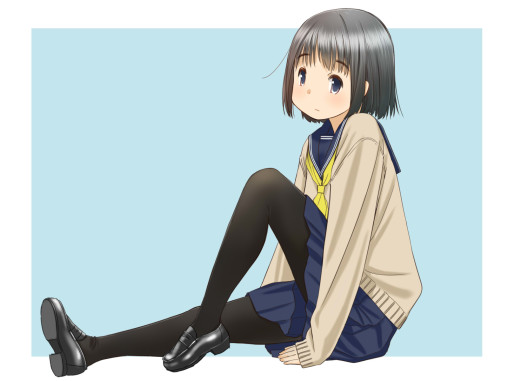 black pantyhose tights nylon legs skirt sailor uniform anime girl schoolgirl
