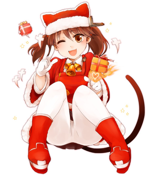 kantai collection ryuujou white pantyhose tights nylon legs anime girl santa costume christmass cat tail
