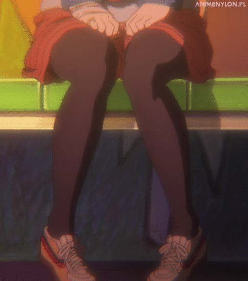 kyoukai no kanata kuriyama mirai gif black tights pantyhose nylon legs anime girl animated