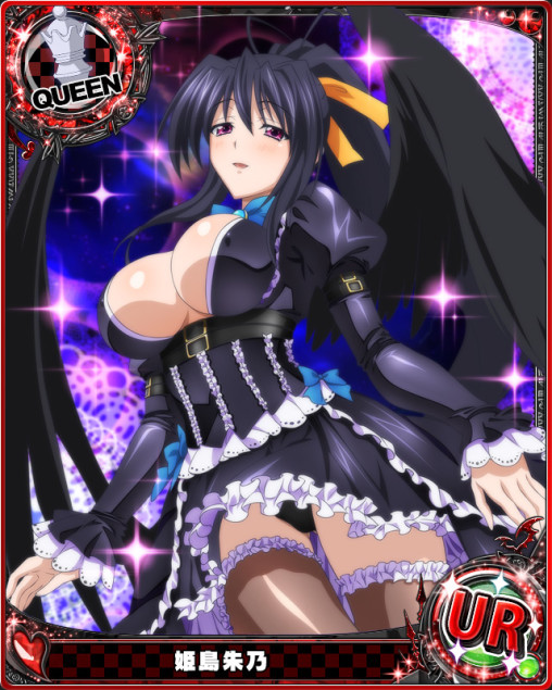 highschool dxd himejima akeno stockings gothic lolita anime girl big boobs demon wings nipple