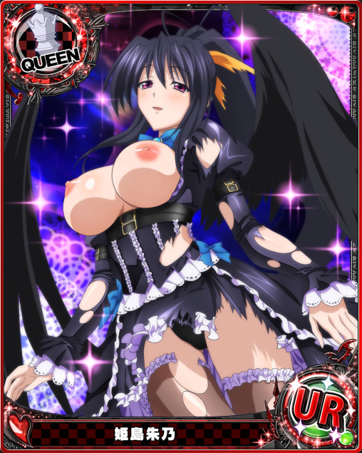 highschool dxd himejima akeno stockings gothic lolita anime girl big boobs demon wings nipple ecchi