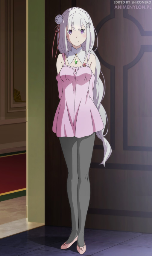 re zero kara hajimeru isekai seikatsu emilia black pantyhose anime girl tights nylon legs