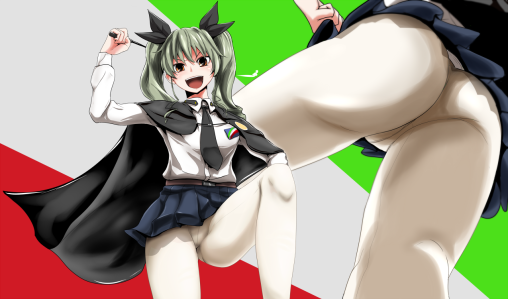 girls-und-panzer-anchovy-pantyhose-ass-anime-white-tights-girl-nylon-legs-hosiery-upskirt