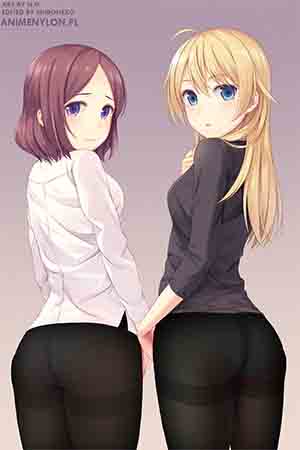 new game yagami kou tooyama rin pantyhose stockings anime 2girls nylon ass panties noskirt
