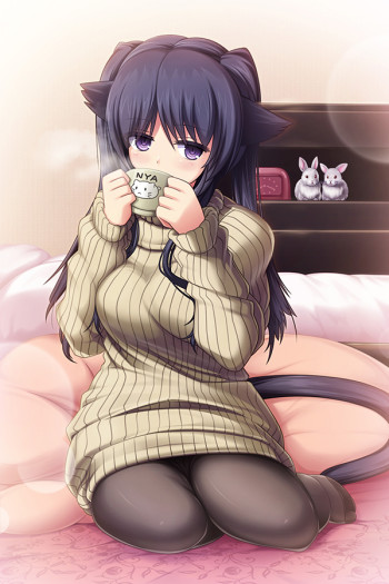 anime pantyhose girl black tights nylon legs sweater