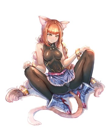 anime cat girl nekomimi tights pantyhose stockings nylon spread legs bodystocking