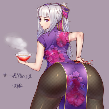 idolmaster shijou takane stockings anime ass pantyhose nylon chinese dress girl black tights