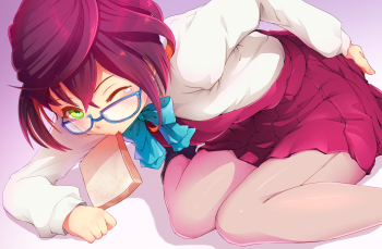 kantai collection okinami pink stockings anime pantyhose nylon legs tights megane glasses girl