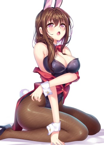 anime stockings pantyhose black tights nylon legs bunny girl big boobs thick thighs big boobs manga art