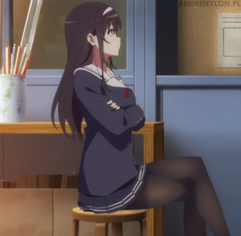 saenai heroine no sodatekata flat kasumigaoka utaha stockings anime black tights pantyhose crossed legs knees