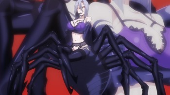 Monster Musume no Iru Nichijou Rachnera Arachnera stockings anime spider girl monster lingerie garter belt big boobs